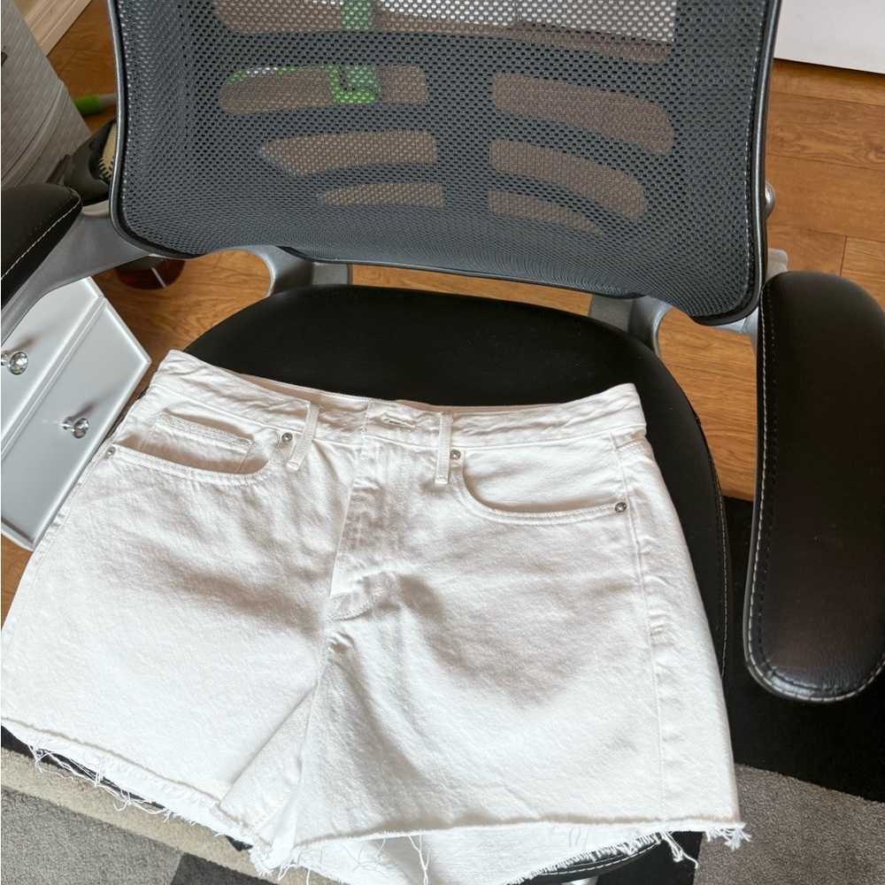 Frame Denim White Jean Shorts Frayed Hem